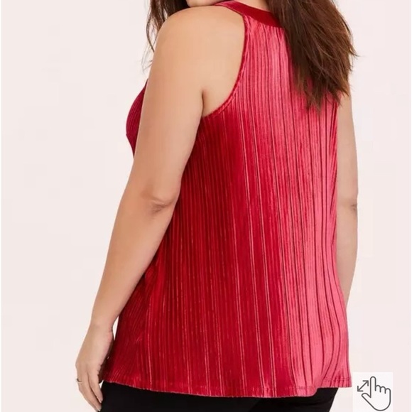 Torrid 3 3XL Red Velvet Pleated High Neck Pullover Party Event Festive Tank Top - Picture 2 of 9